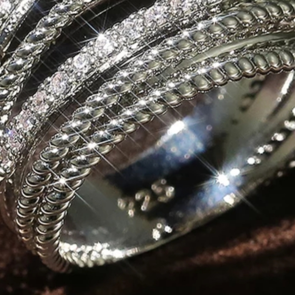 New Sterling Silver band Diamond Ring - Picture 6 of 6